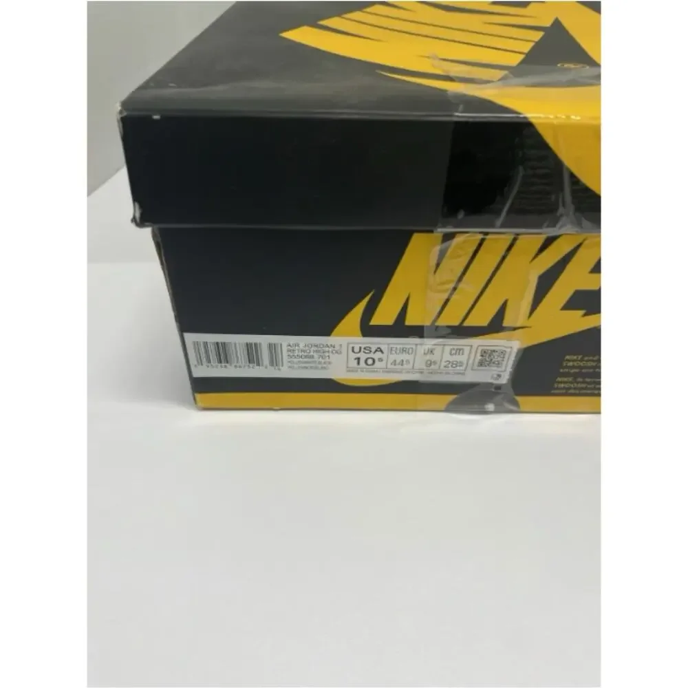 Jordan 1 Retro OG High Pollen 555088 701 Size 10.5 Men Black Yellow Leather Shoe